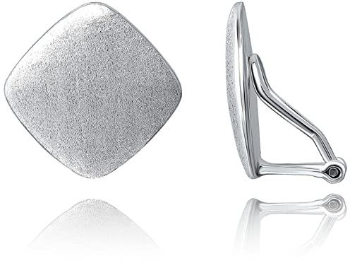 Schmerzfreie Ohrclips Silber aus 925 Sterling Silber in Quadratform für Damen/Mädchen ohne Ohrlöcher (Silber)