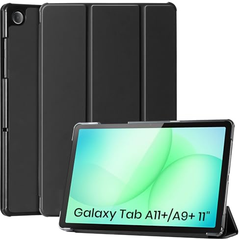 CoBak Hülle für Samsung Galaxy Tab A11 Plus + (2025)/ A9 Plus + (2023)-11 Zoll, Neues PU-Leder Dreifachklapp Ständer Schutzhülle mit Auto Schlaf/Wach Funktion (Schwarz)