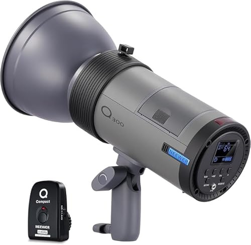 NEEWER Q300 300Ws 2,4G im Freien Studioblitz mit Q Kompakt Funk Auslöser, 7800mAh Li Ionen Akkubetriebenes Stroboskoplicht kabellos Monolicht mit 1000 Blitzen mit voller Leistung, 0,4–2,5s Recycling