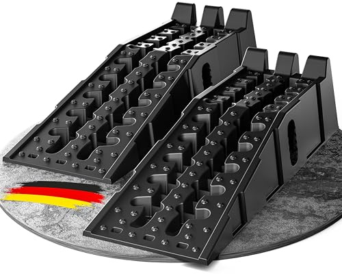 WERKTHOR Auffahrrampe PKW - [2er Set] Auffahrrampen für maximalen Halt [<5T] - Hochbelastbare Rampe Auto für jeden Untergrund - Auto Rampen 2 Stück