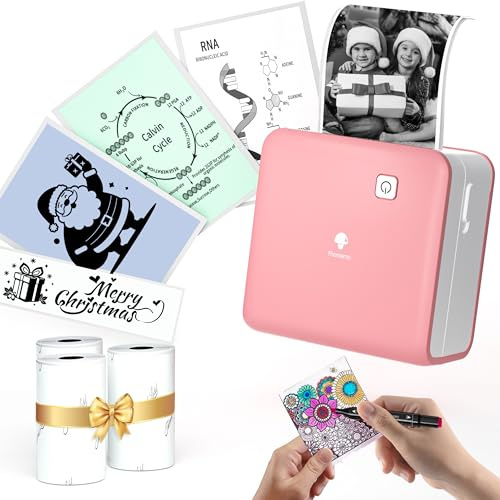 M02 Pro Mini Sticker Drucker, 300 DPI Minidrucker mit 3 Rollen Papier | Mini Thermodrucker, Bluetooth Mini Drucker für Smartphone, Leistungsstarke KI-App für Journal, Fotos, Lernen