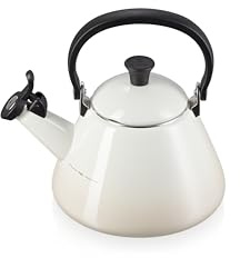 Le Creuset Kone Wasserkessel mit Pfeife, Emaillierter Stahl, 1,6 L, Meringue, 40101027160000