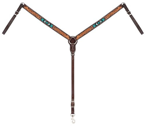 Turquoise Cross Gerades Brusthalsband mit türkisfarbenen Perlen, Dunkles Öl, 1,25