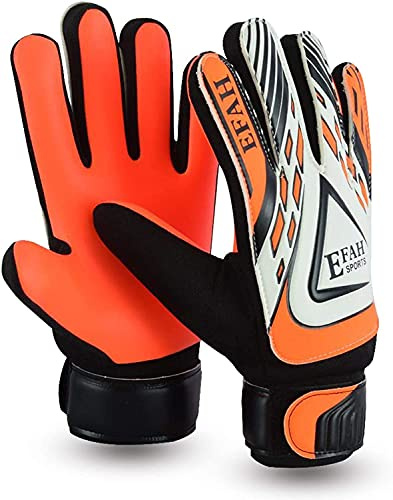 Torwarthandschuhe füTorwarthandschuhe für Kinder und Jungen Handfläche mit starkem Griffr Kinder und Jungen Handfläche mit starkem Griff (Black/Orange, Size 4 suitable for 6 to 9 years old)