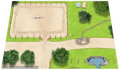 GRAPHIC LOUNGE Spielmatte für Kinder – 150 x 100 cm Spielteppich Kinder – Bauernhof, Ponyhof, Pferdekoppel & Zoo – rutschfest, robust & feucht abwaschbar – Geschenkidee ab 3 Jahren (Pferdekoppel)
