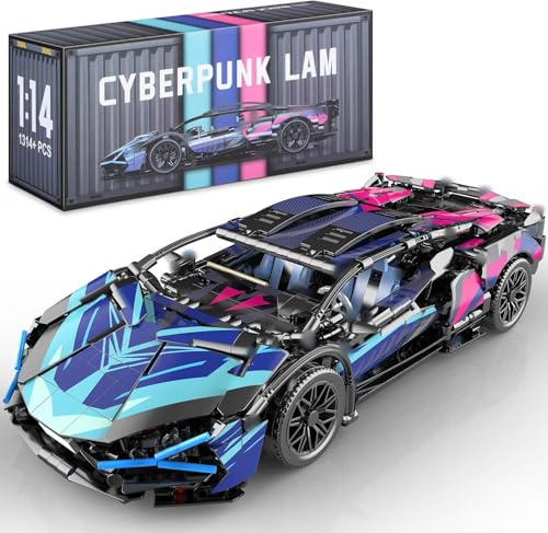 Technik Sportwagen Bausteine, 1314 Klemmbausteine 1/14 Auto MOC Rennwagen Bausatz, Technik Supersportwagen Modellbausatz Konstruktionsspielzeug Kompatibel mit Großen Marken