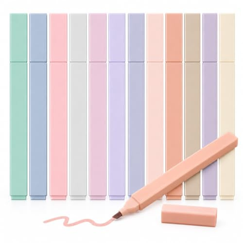 colpart Ästhetische Textmarker Pastell，12 PCS Highlighter Pen，Text Marker Stifte，School supplies Aesthetic für Journaling Note Nehmen Schulbüro Stationäre