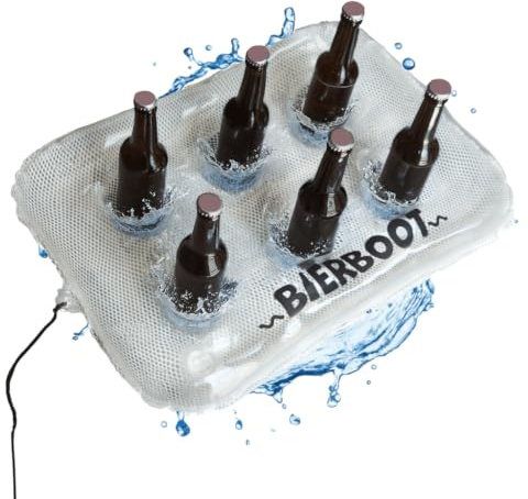 Kühlender Getränkehalter, schwimmend – Aufblasbarer Getränkekühler | 6 Halter, für SUP, Schlauchboot und Pool, Bierboot