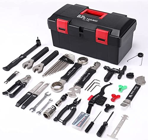 CXWXC Fahrrad Reparaturset, Tragbarer Fahrrad Werkzeugkoffer Fahrrad Werkzeug Set für Fahrrad Reifen Kette Montage Reparaturen Bike Tool Set mit Tragekoffer (Rot) (32 Teilig)