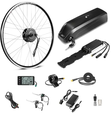 SEASON 26''/ 27.5''/ 28''(700C) E-Bike Umbausatz 36V 350W Hinterrad Motor mit 36V13Ah Akku und integriertem Controller, für 6-9 Fach Freilauf (26'' Freilauf Kit +36V13Ah Batterie)