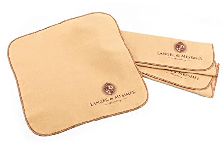 Langer & Messmer Poliertücher für Glattleder aus 100% Baumwolle im praktischen Set - Das Schuhputztuch für die professionelle Schuhpflege (Bordeaux | Beige)