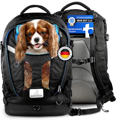 PETYPAW Hunderucksack | Für Hunde bis 9kg | Atmungsaktives, Wasserdichtes Tragesystem für Wandern | Reisen & Transportieren von Hunden | Rucksack für Hunde | Outdoor, Nahverkehr