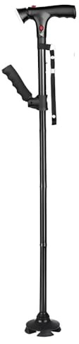 Klappstock mit LED-Licht und Alarm, verstellbare Armlehne Cane und Walking Stick, drehbarer Quad-Basis für Arthritis-Behinderte und ältere Menschen.