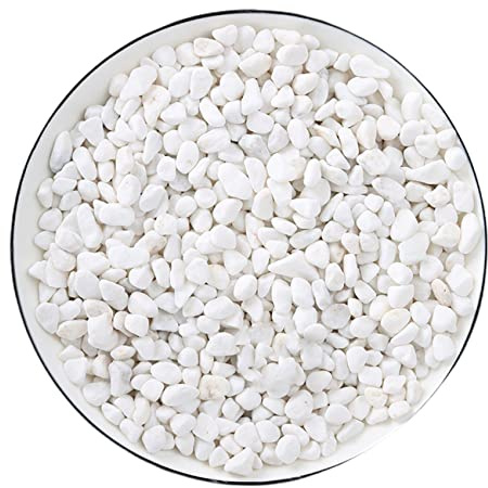 Coyanyu Dekorative Steine Weiß Kieselsteine Dekogranulat Kleine Dekosteine Marmorsteine Natürliche Zierkies Deko Steine für Vasenfüller Topfpflanzen Aquarium Garten Balkon (6-9mm, 1kg/2,2 Pfund)
