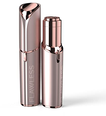 Finishing Touch Flawless Face Damenbart- und Gesichtshaarentferner, hypoallergener Scherkopf, schmerzfreier Damenrasierer, wiederaufladbar, inkl. 2 Ersatzscherköpfe, Blush