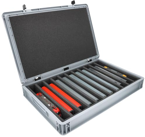 Feldherr Eurobox 60 x 40 cm Set für Modelleisenbahnen - Spur H0-11 Fächer - Schaumstoffeinlage für stehende Aufbewahrung - kompakte Transportlösung für Loks und Waggons