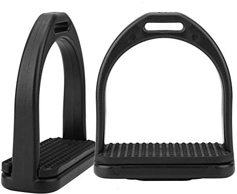 Steigbügel Kinder, 1 Paar Sicherheitssteigbügel Kunststoff, Schwarze Sicherheits Steigbügel für Pferdesport mit Rutschfester Gummiauflage 9,6 x 9cm(klein)