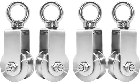 Herbst 34mm Umlenkrolle mit Kugellager, 4 Stück Umlenkrolle Edelstahl | Stahlseil für Seile Gerüstfitness,Tragkraft 250kg(34MM,4pcs)