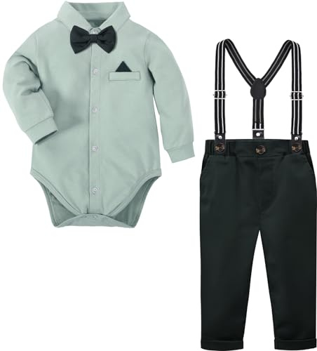 mintgreen Baby Anzug Junge, Formelles Outfit Taufanzug Gentleman Smoking Shirt & + Hose