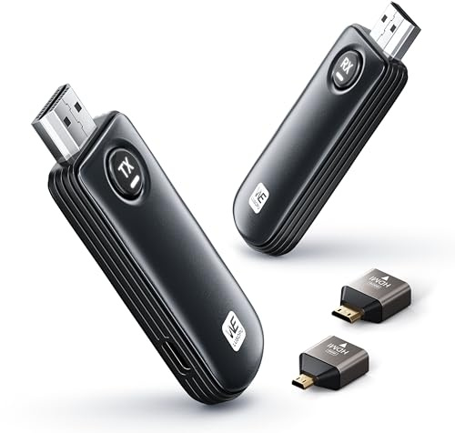 2026 HDMI Funkübertragung, Wireless HDMI Sender und Empfänger Full HD 1080P, 2.4/5G Drahtlos Extender für Streaming Media Video Audio File von Laptop, Kamera, PC zu Monitor, HDTV, Beamer - 50M