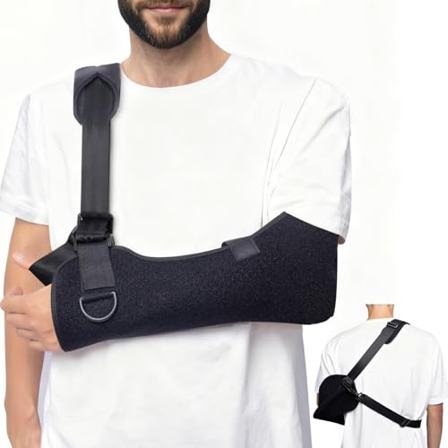 JTF Armschlinge Rechts Links Arm,Schulterstütze mit Taillengurt Arm Schlinge Schulter für Rotatorenmanschettenriss, Hand, Handgelenk, Ellenbogen nach der Operation für Frauen und Männer (Schwarz M)