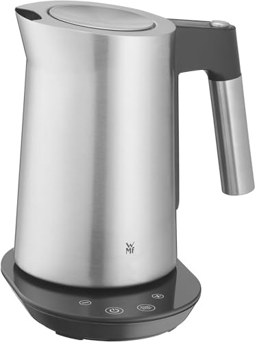 WMF Kineo Wasserkocher mit Temperatureinstellung 1,6l, Kalkfilter, 3000 W, Live-Temperaturanzeige, elektrischer Wasserkocher, Trockenlauf- und Überhitzungschutz, Edelstahl matt