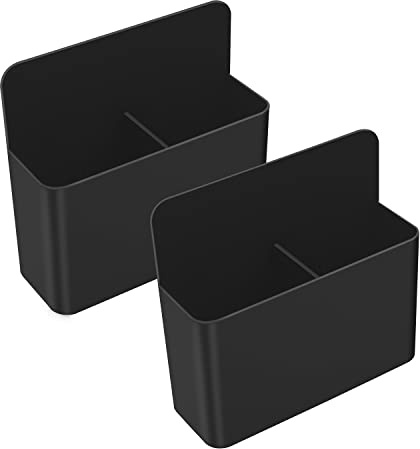 MoKo Magnetischer Stiftehalter, 2 Stück, verstellbar, Schwarz | Whiteboard Zubehör aus robustem ABS, als Stifthalter für Kühlschrank, Schließfach, Schule und Büro.