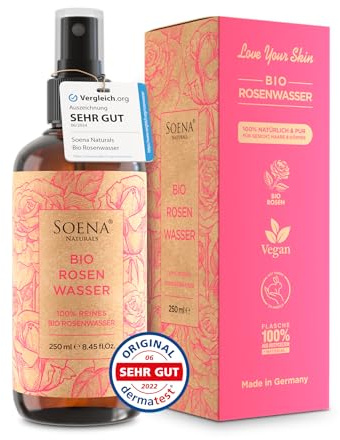 100% BIO ROSENWASSER | Natürliches Gesichtswasser - Beruhigt & Verfeinert Poren | Gesichtsreinigung ohne Alkohol | Für Gesicht Körper & Haare | 100% REIN - Damascena Rosen - Made in Germany