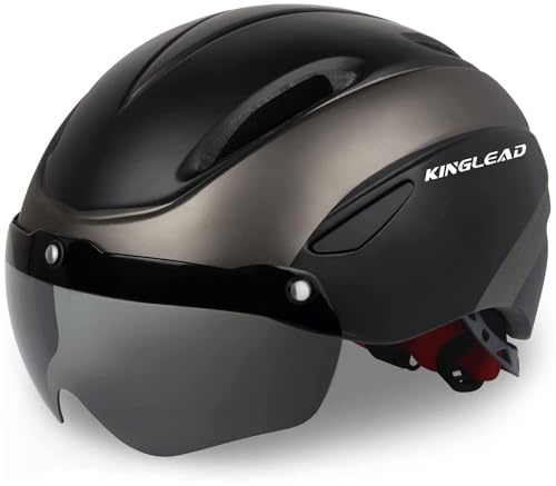 Fahrradhelm Herren Damen mit Abnehmbarem Magnetischem Visier, Ultraleichter Verstellbarer Bike Helm, Atmungsaktiver Radhelm für Erwachsene