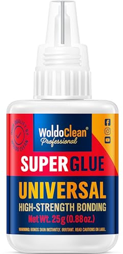 WoldoClean Sekundenkleber Extra Stark 25g - mittelviskos, Wasserfest & Hitzebeständig, Universal Super Glue für Kunststoff, Keramik, Gummi & Metall, mit Nadel-Verschluss gegen Eintrocknen