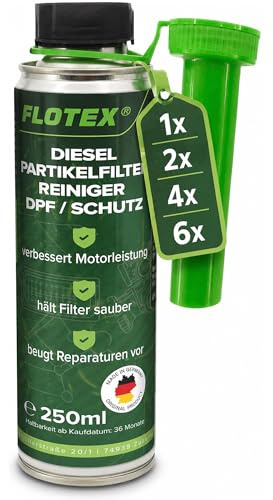 Flotex® - Effizienter Dieselpartikelfilter Reiniger 4 x 250ml | Diesel Additiv für alle Dieselmotoren | Dieselpartikelfilter Reiniger als Diesel Zusatz zur einfachen Anwendung