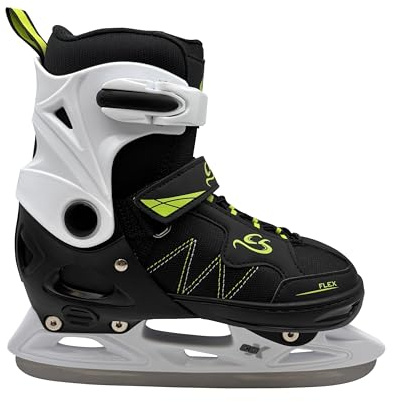 Cox Swain verstellbare Schlittschuhe Frosty, Eislaufschuhe für Kinder, Jugendliche und Erwachsene bis 100KG, vorgeschliffene Edelstahlkufe, Softboot, Black/Lilac Gr. XS (29-32)