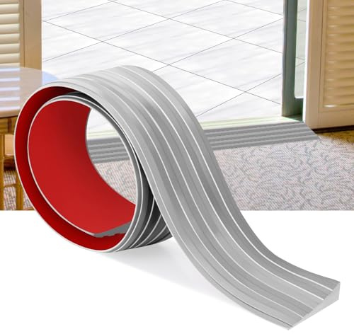Türschwellenrampen Schwellenrampe Selbstklebendes Gummi Rollstuhlrampen für Türöffnungen Gummischwelle Übergangsschiene für Rollstühle, Saugroboter, Scooter (grau, 5cm X 1cm X1m)