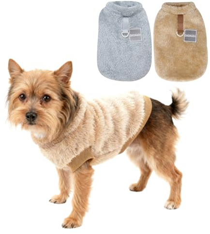 HTTDSLF 2 Stück Hundepullover für kleine Hunde mit D-Ring, Hundepullover Kleine Hunde, Perfekte Hundejacke Chihuahua, Winterjacken Hunde, für Kleine Mittelgroße Hunde und Katzen