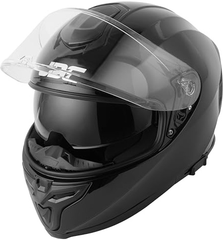 JDC Motorradhelm Full Face - Einziehbares Doppelvisier ECE 22.06 - Sabre - Schwarz - M