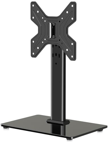XINLEI TV Ständer Monitor Standfuss für 17-43 Zoll Fernseher, Universeller drehbarer Tischständer, höhenverstellbar (265–385 mm), 45 kg Traglast, max. VESA 200 x 200, kein Bohren, kippsicheres