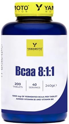 YAMAMOTO Nutrition, BCAA 8:1:1 200 Tabletten, Nahrungsergänzungsmittel aus Verzweigtkettigen Aminosäuren mit Vitamin B1 und B6, Supplement für Sportler