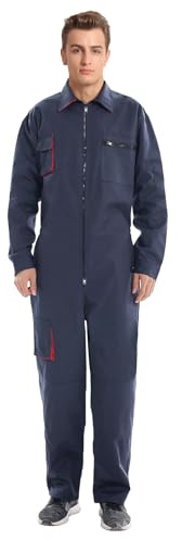 Oralidera Herren Arbeitsoverall Mechanisch Jumpsuit Overall mit vielen Taschen Maleroverall Arbeitskleidung für Handwerker, Blau, XL