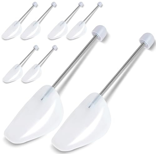 Solvant 4 Paar Schuhstrecker Schuhformer, Schuhspanner aus Kunststoff, Praktische verstellbare Schuhspanner, Transparent, Schuhspanner für Herren, Schuhspanner mit Metall-Spiralfeder