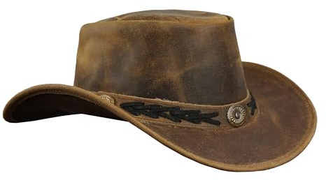 Leatherick Cowboyhut Echtes Wildleder im australischen Stil Western Outback Buschleder