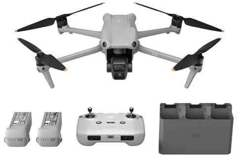 DJI Air 3 Fly More Combo mit Fernsteuerung DJI RC-N2, Drohne mit Kamera für Erwachsene, 4K HDR, 2 Primärkameras (mittlere Tele-/Weitwinkelkamera), 46 Min. max. Flugzeit, 48 MP, O4, 2 Zusatzakkus