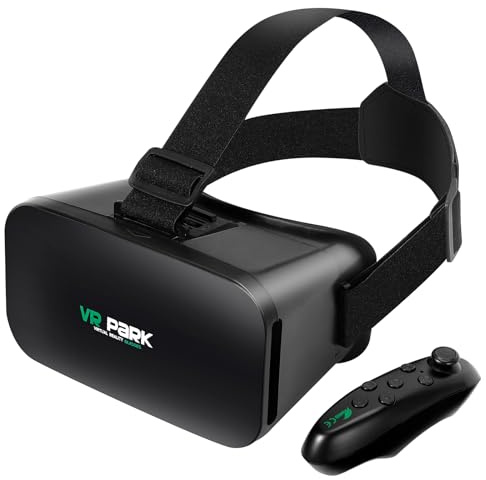 VR Brille für Handy, Virtual Reality Brille mit Bluetooth-Fernbedienung, 360° Drehung, V8 Betrachtungswinkel 90-120 Grad, HD Anti-Blau Linsen 3D VR Brille für iPhone & Android 4,0-6,7 Zoll