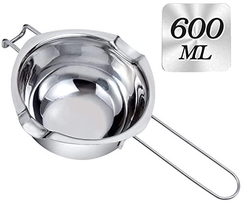 600ml Schokofondue Schmelztopf, Edelstahl 304 Wachsschmelztopf, Wasserbad Topf für Schokolade Schmelzen, Wasserbad Schmelzschale für Zucker Butter Käse Karamell