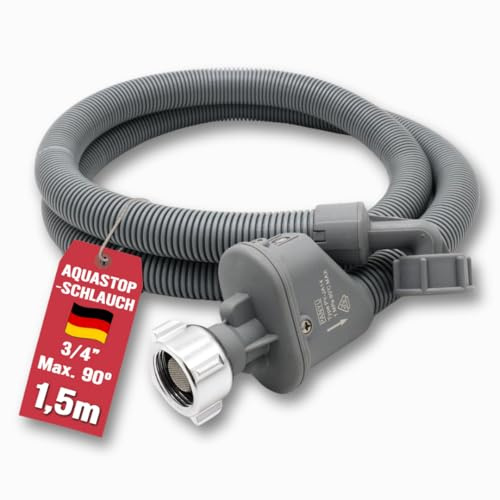 ELECTROHOGAR Aquastop Schlauch Waschmaschine und Spülmaschine, 1,5M | VDE Geprüfte - Deutsches Zertifikat | Zulaufschlauch Wasserstop Waschmaschine Und Geschirrspüler, PVC Material, 3/4 Zoll Anschluss