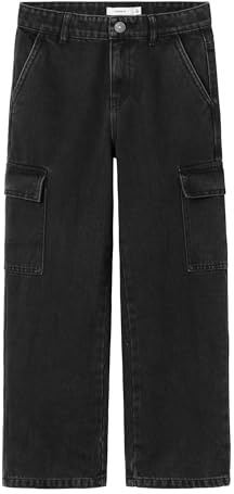 Name IT Mädchen Nkfrose Hw Wide Cargo 6190-bs Noos Weite Jeans, Schwarz, 152 EU