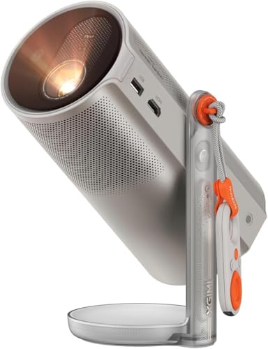 XGIMI MoGo 4 Laser Handy Beamer mit Akku, 550 ISO-Lumen, Outdoor Mini Projektor mit 360° Ständer, 2,5 Std Wiedergabe, Google TV & Netflix, Harman Kardon Sound, inkl. 4 Filter
