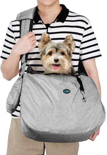 Ownpets Hundetasche bis 11kg, mit verstellbarem Schultergurt, Grau | Ex-größere für Reisen,Wandern und Outdoor-Aktivitäten