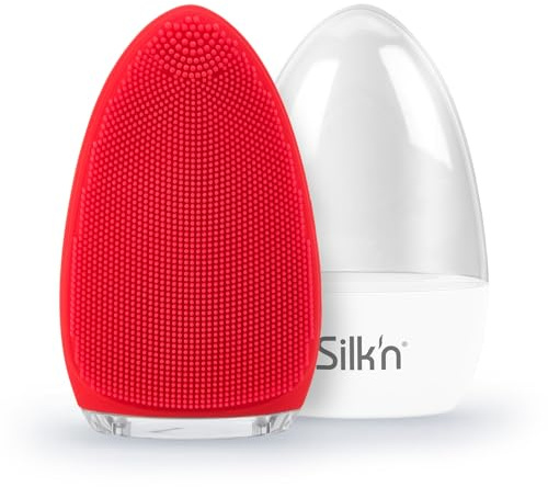 Silk'n Bright - Gesichtsreinigungsbürste aus Silikon, hygienische Tiefenreinigung, sanftes Peeling und Massage, wasserfest, wiederaufladbar - Rot