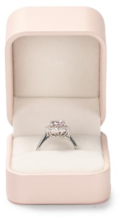 Oirlv PU Leder Rosa Klassisch Ringbox Verlobungsring Box,Ringschatulle für Hochzeit,Vorschlags