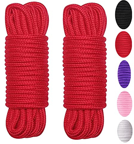 WYMAODAN 10 Meter 8mm weiche Baumwolle Mehrzweckdauerhaftes Seil (Rot) | Twisted Knot Binde Seil, dicke Baumwolle Schnur, für Wand Garten Pflanzen Hanger Stricken Home DIY Handwerk Dekoration